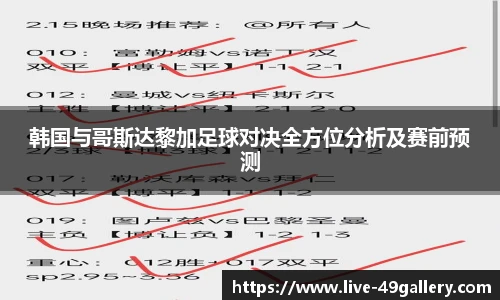 韩国与哥斯达黎加足球对决全方位分析及赛前预测